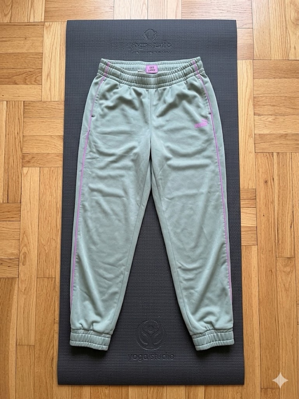 Puma Gray Joggers with Pink Trim